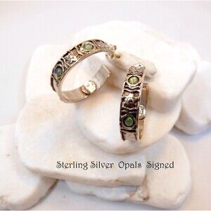 Natural Opal Sterling Silver Artisan Handmade Signed Earrings OOAK  Unique Gift